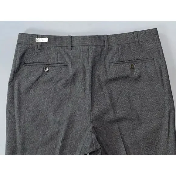 Canali 1934 Italy Flat Front Wool Dress Pants. Gray/Brown Micro Check. 34X32 EUC